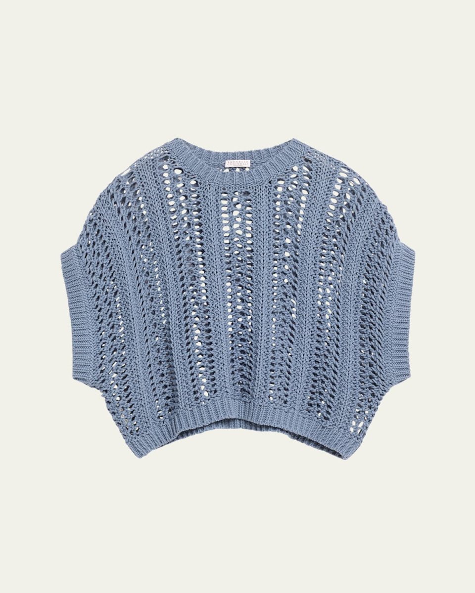Short-Sleeve Cotton Springtime Net Knit Sweat